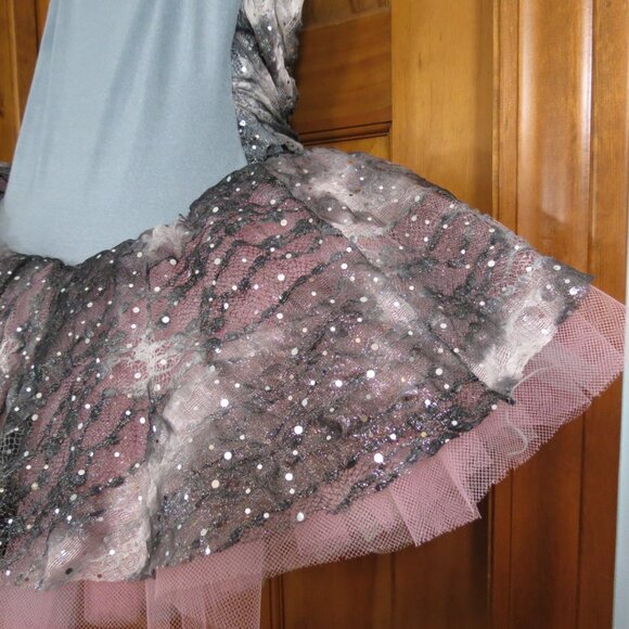 Curtain Call Grey/Pink/Black Ballet Tutu Silver Sequins Adult M - Picture 6 of 8